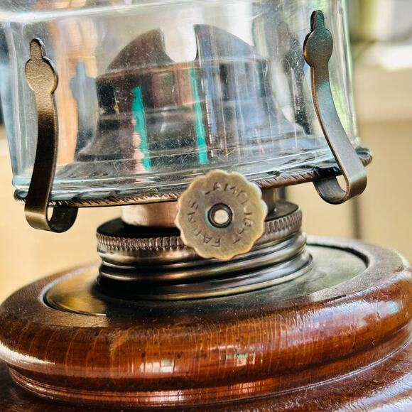 Vintage Lamplight Farms Wood Base Lamp with Metal Canister for Fluid 13” Tall - Picture 5 of 9